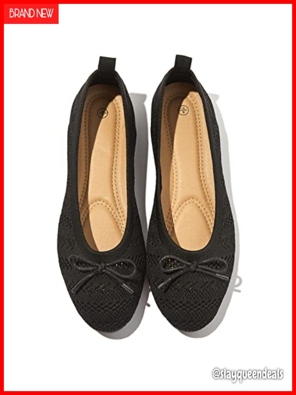 Women's Crochet Lace Ballet Flats Memory Foam Bow Dress Shoes Comfortable